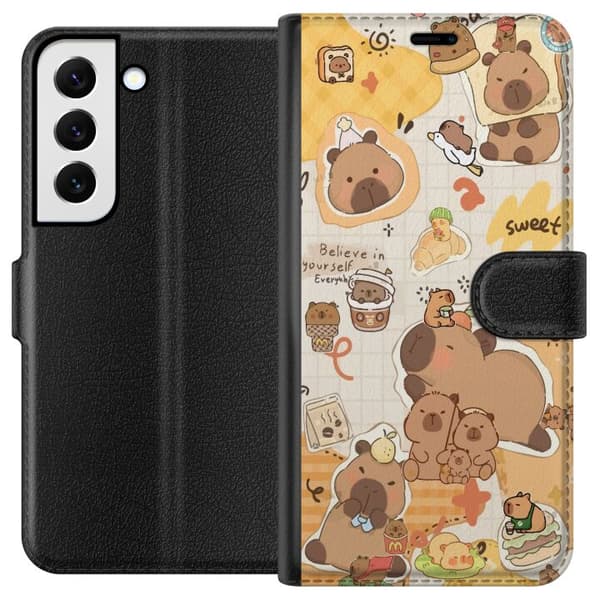 Samsung Galaxy S22+ 5G Lommeboketui Kawaii capybara mobilskal med gulliga djurmotiv