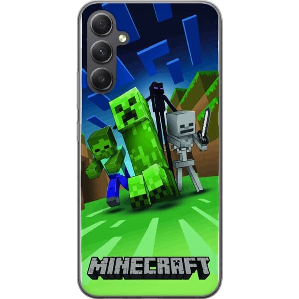 Samsung Galaxy S23 FE Genomskinligt Skal Minecraft Creeper mobilskal i klassisk grön pixelstil