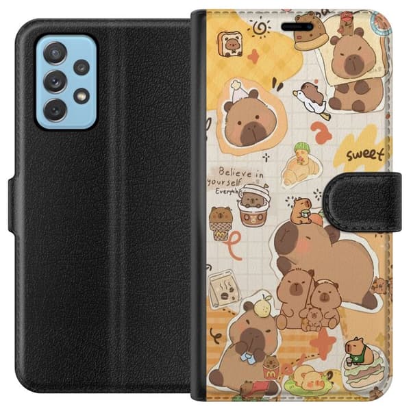 Samsung Galaxy A52 5G Lommeboketui Kawaii capybara mobilskal med gulliga djurmotiv