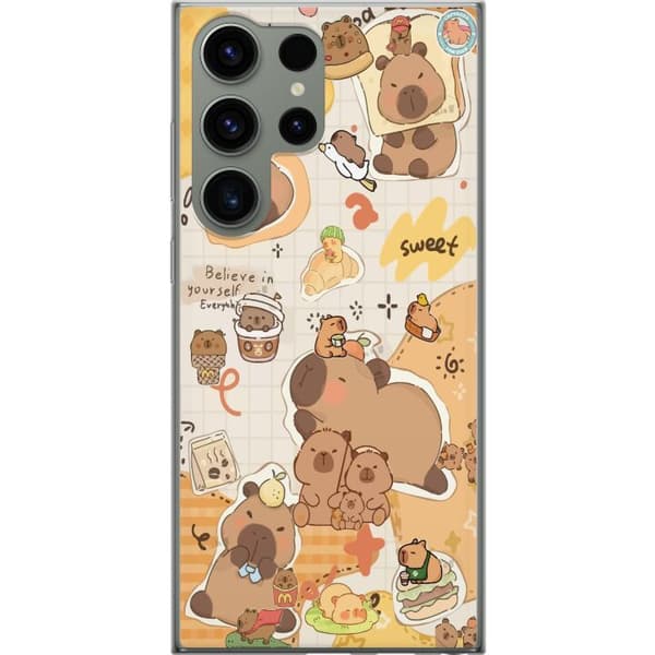 Samsung Galaxy S23 Ultra Genomskinligt Skal Kawaii capybara mobilskal med gulliga djurmotiv