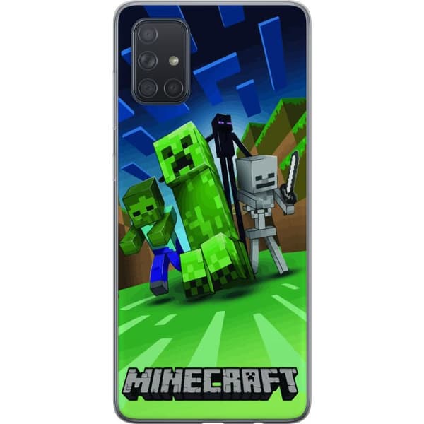 Samsung Galaxy A71 Gennemsigtig cover Minecraft Creeper mobilskal i klassisk grön pixelstil