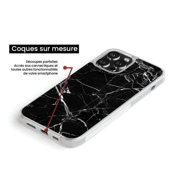 Förstärkt silikonfodral med tryck, kompatibelt med Apple iPhone 14 Pro Max, svart marmor