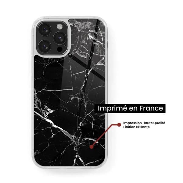 Förstärkt silikonfodral med tryck, kompatibelt med Apple iPhone 14 Pro Max, svart marmor