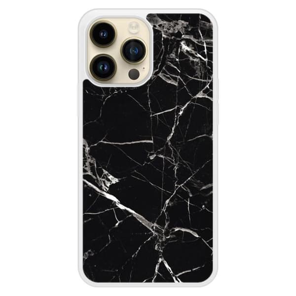 Förstärkt silikonfodral med tryck, kompatibelt med Apple iPhone 14 Pro Max, svart marmor