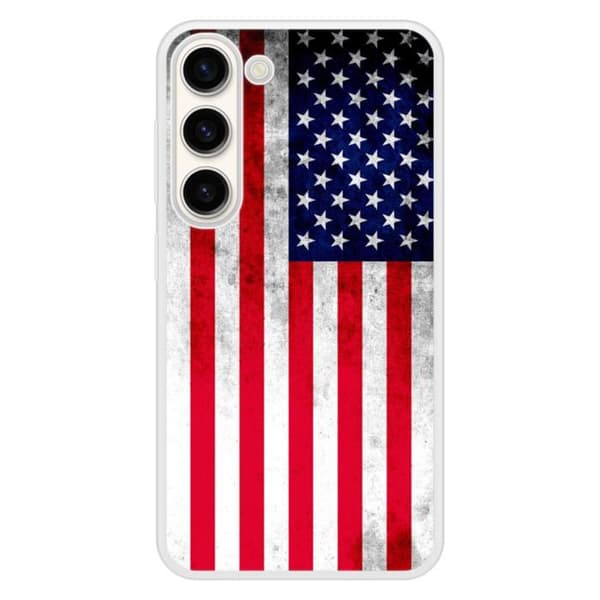 Förstärkt silikonfodral med tryck kompatibel med Samsung Galaxy S23 USA:s flagga