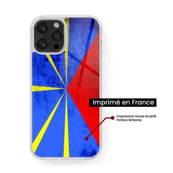 Förstärkt silikonhölje med tryck kompatibelt med Apple iPhone 13 Pro Max Flagga La Réunion