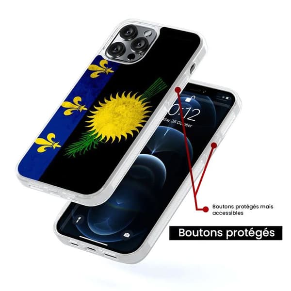 Siliconeförstärkt skal med tryck kompatibel med Samsung Galaxy A05S Guadeloupeflagga
