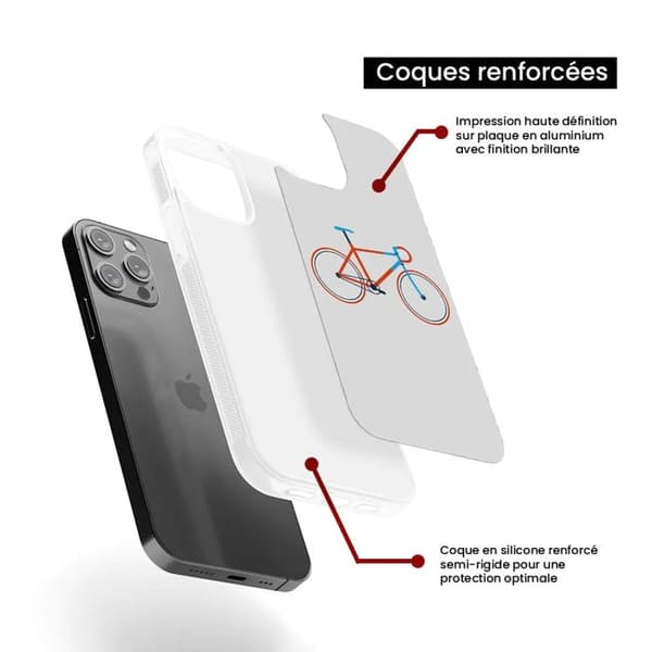 Coque i förstärkt silikon med tryck kompatibel med Samsung Galaxy S23 Plus, cykelfärg Hipster