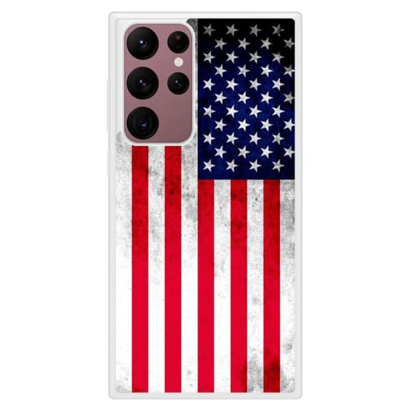 Siliconeförstärkt skal med tryck kompatibel med Samsung Galaxy S22 Ultra USA-flaggan