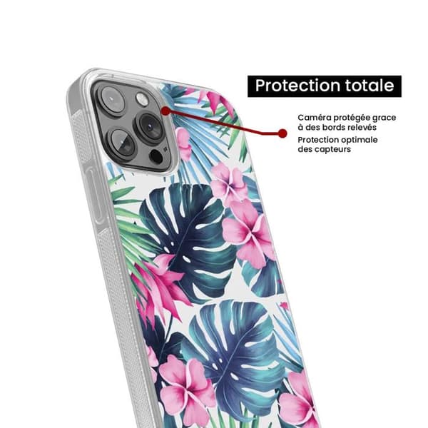 Coque i förstärkt silikon med tryck kompatibel med Samsung Galaxy S24 FE Tropical Aquarelle