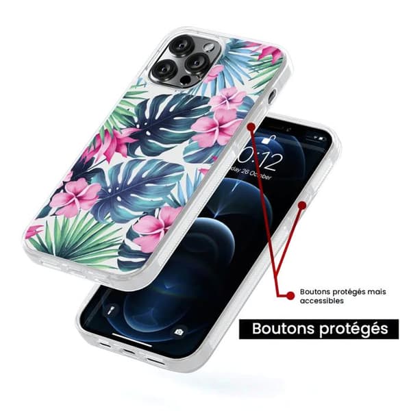 Coque i förstärkt silikon med tryck kompatibel med Samsung Galaxy S24 FE Tropical Aquarelle