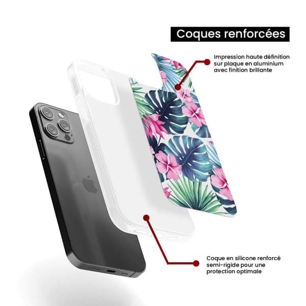 Coque i förstärkt silikon med tryck kompatibel med Samsung Galaxy S24 FE Tropical Aquarelle