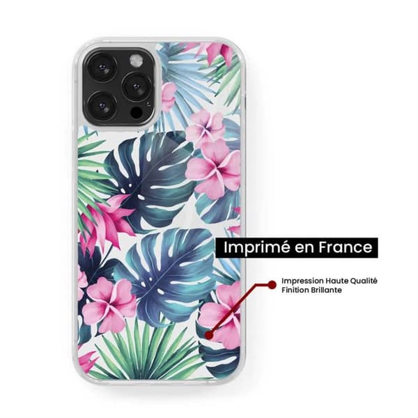 Coque i förstärkt silikon med tryck kompatibel med Samsung Galaxy S24 FE Tropical Aquarelle