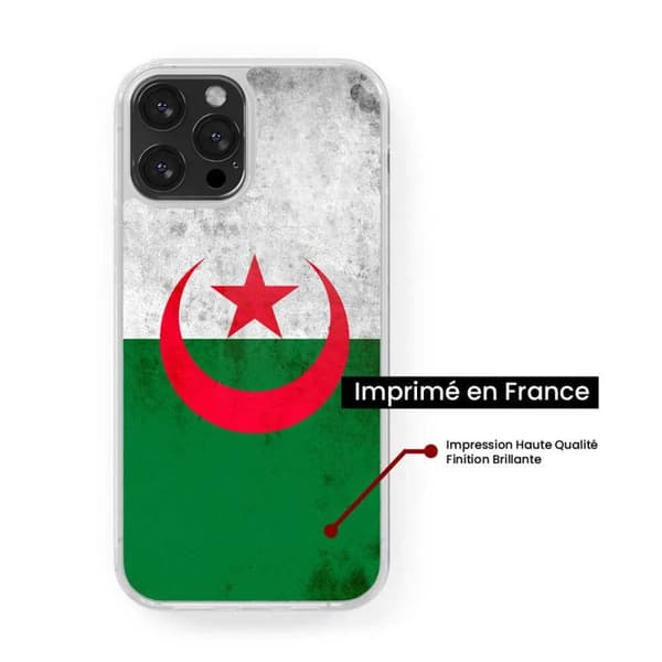 Förstärkt silikonfodral med tryck kompatibelt med Apple iPhone 13 Algerietflagga