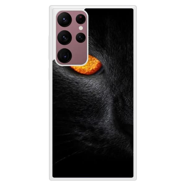 Förstärkt silikonetui med tryck, kompatibel med Samsung Galaxy S22 Ultra, Panterögon.
