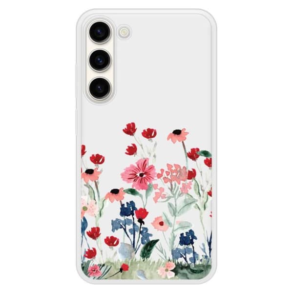 Siliconeförstärkt skal med tryck kompatibelt med Samsung Galaxy S23 Plus Våren i blommor