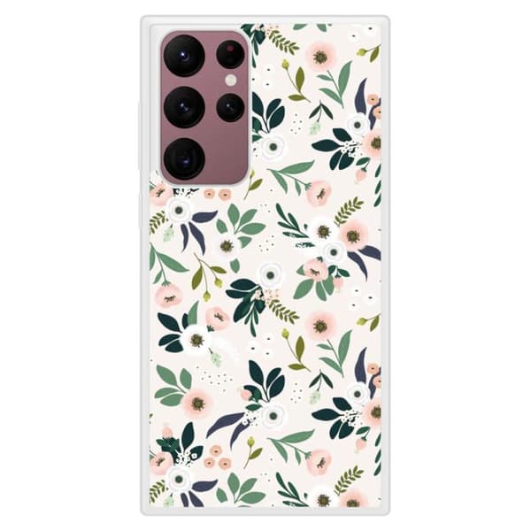 Siliconförstärkt tryckt skal kompatibelt med Samsung Galaxy S22 Ultra Blommor
