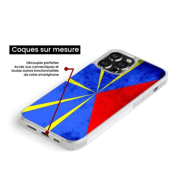 Förstärkt silikonfodral med tryck kompatibel med Samsung Galaxy S23 FE Flagga La Réunion