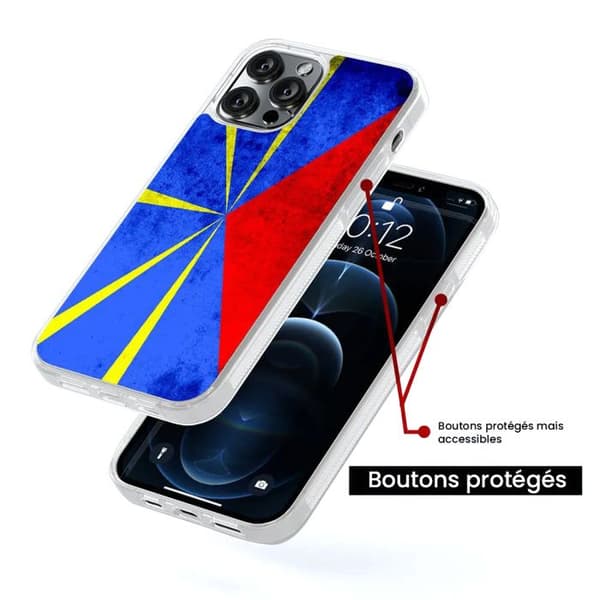 Förstärkt silikonfodral med tryck kompatibel med Samsung Galaxy S23 FE Flagga La Réunion