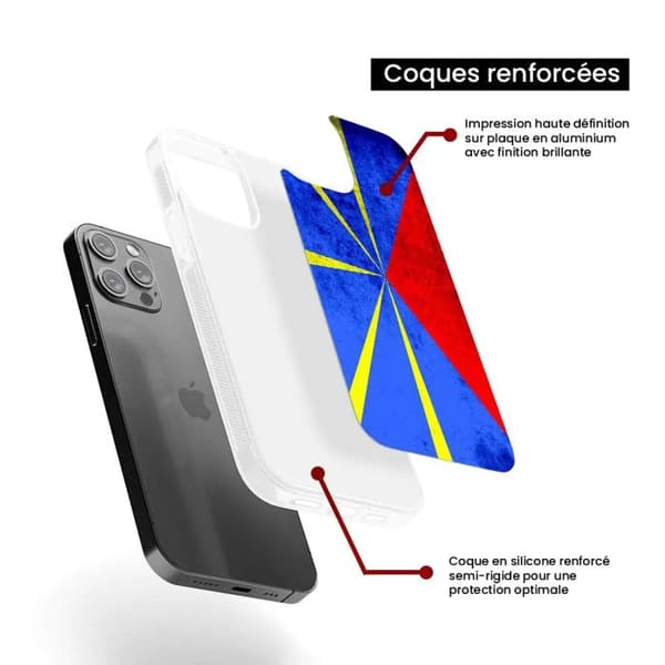 Förstärkt silikonfodral med tryck kompatibel med Samsung Galaxy S23 FE Flagga La Réunion