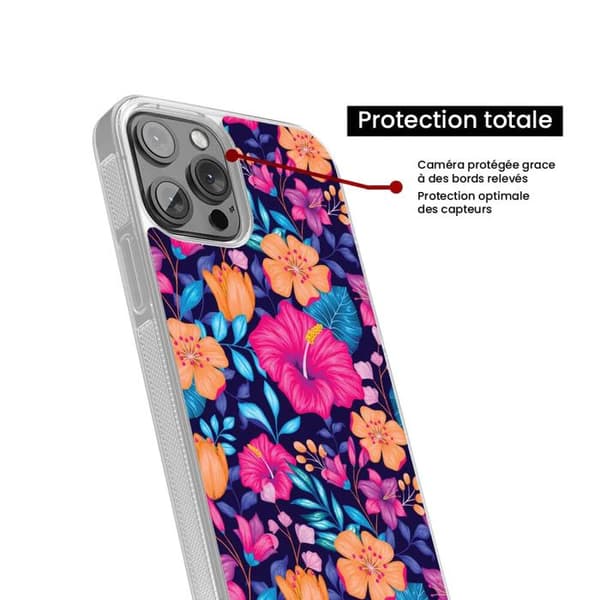 Förstärkt silikonfodral med tryck kompatibelt med Samsung Galaxy S23 Ultra Exotiska Blommor
