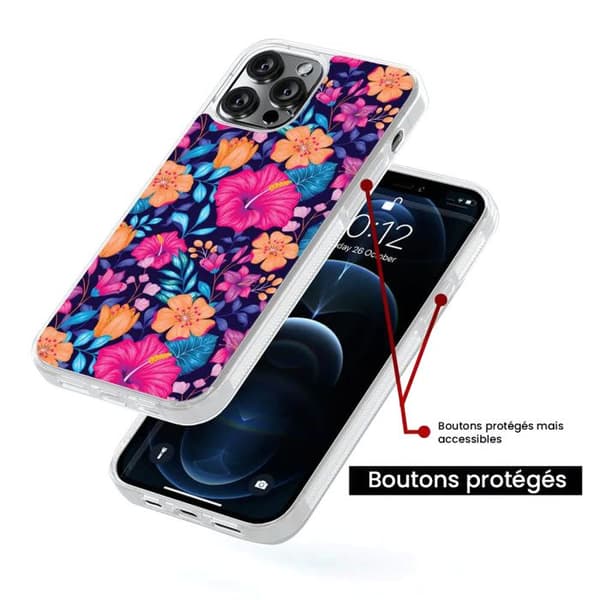 Förstärkt silikonfodral med tryck kompatibelt med Samsung Galaxy S23 Ultra Exotiska Blommor