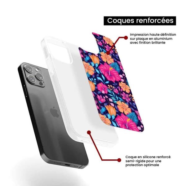 Förstärkt silikonfodral med tryck kompatibelt med Samsung Galaxy S23 Ultra Exotiska Blommor