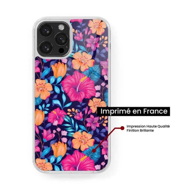 Förstärkt silikonfodral med tryck kompatibelt med Samsung Galaxy S23 Ultra Exotiska Blommor