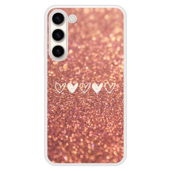 Siliconeförstärkt skal med tryck kompatibelt med Samsung Galaxy S23 Plus, glitter hjärta