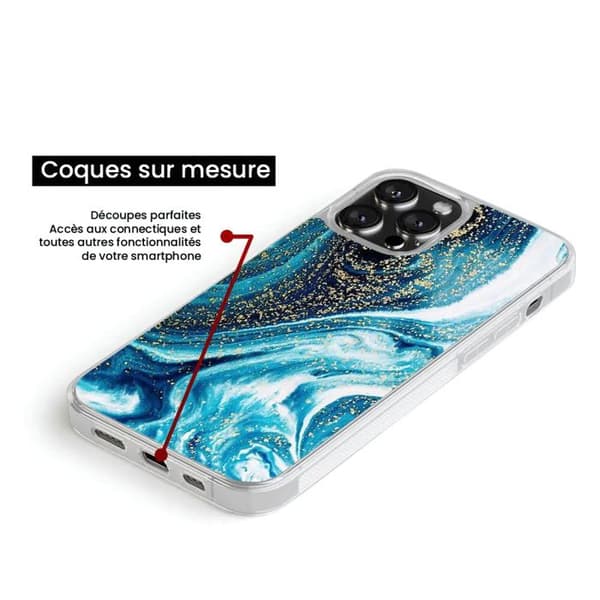 Siliconförstärkt skal med tryck som är kompatibelt med Samsung Galaxy S23 Plus Marmor Blå Glitter