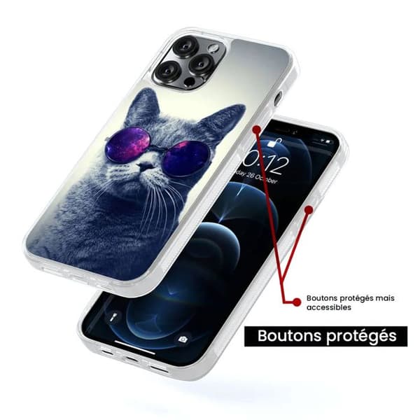 Siliconförstärkt tryckt skal kompatibelt med Samsung Galaxy S22 Ultra Katt med glasögon
