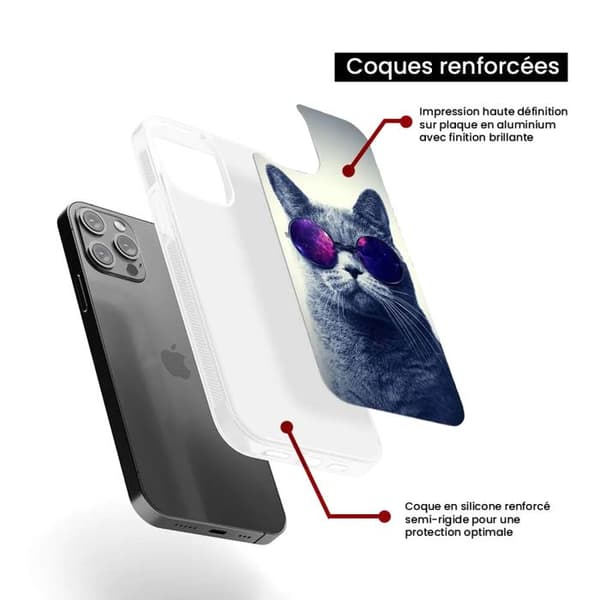 Siliconförstärkt tryckt skal kompatibelt med Samsung Galaxy S22 Ultra Katt med glasögon