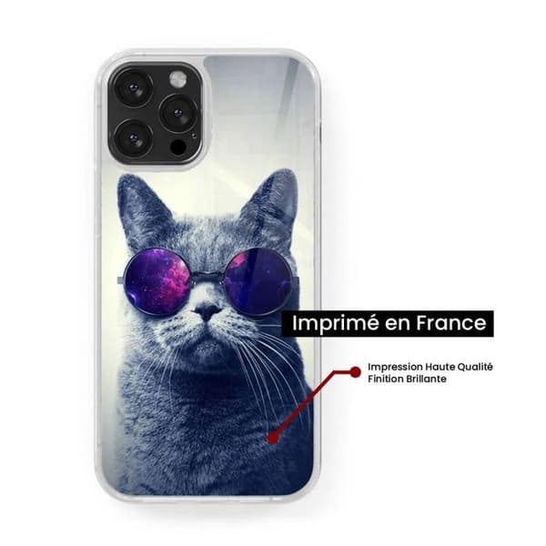 Siliconförstärkt tryckt skal kompatibelt med Samsung Galaxy S22 Ultra Katt med glasögon