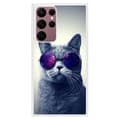Miniatyrbild 1 av 6: Siliconförstärkt tryckt skal kompatibelt med Samsung Galaxy S22 Ultra Katt med glasögon