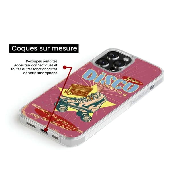 Coque i förstärkt silikon med tryck kompatibel med Samsung Galaxy S22 Plus Retro disco