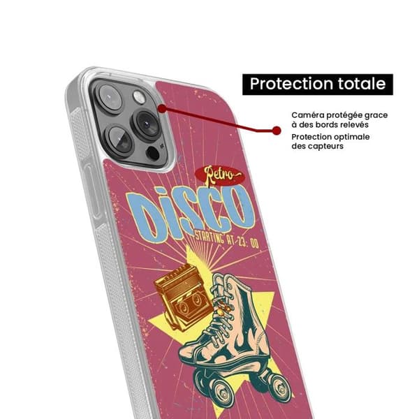 Coque i förstärkt silikon med tryck kompatibel med Samsung Galaxy S22 Plus Retro disco