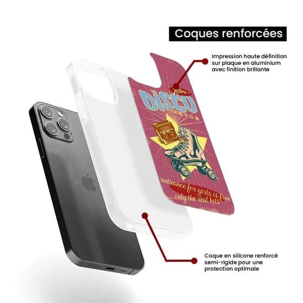 Coque i förstärkt silikon med tryck kompatibel med Samsung Galaxy S22 Plus Retro disco