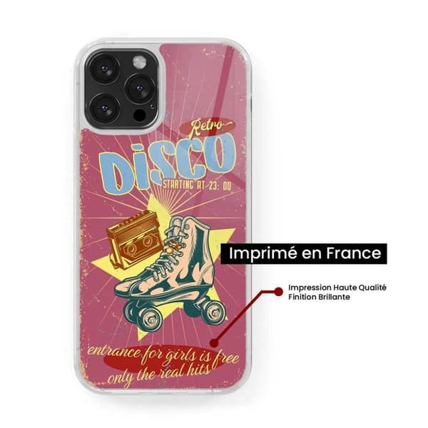Coque i förstärkt silikon med tryck kompatibel med Samsung Galaxy S22 Plus Retro disco