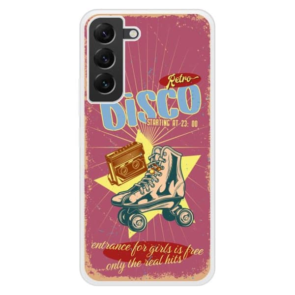 Coque i förstärkt silikon med tryck kompatibel med Samsung Galaxy S22 Plus Retro disco