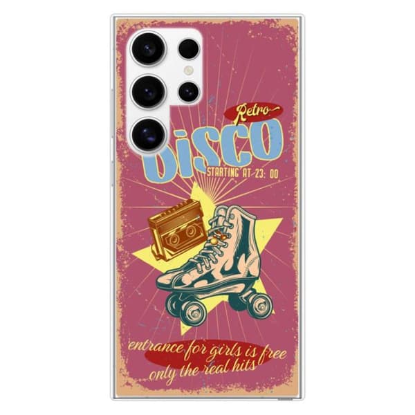 Skal i förstärkt silikon med tryck kompatibel med Samsung Galaxy S24 Ultra Retro disco