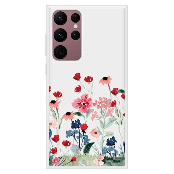 Siliconförstärkt tryckt skal kompatibelt med Samsung Galaxy S22 Ultra Blomster på våren
