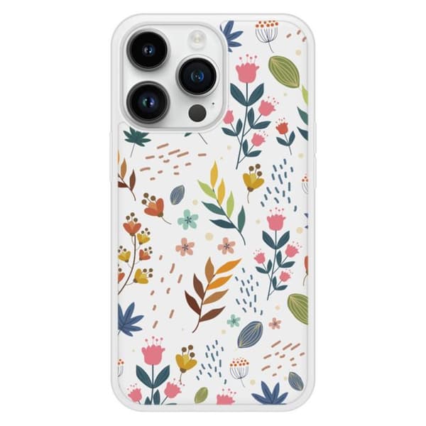 Förstärkt tryckt silikonfodral kompatibelt med Apple iPhone 14 Pro Färgglada blommor