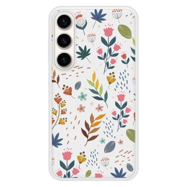 Siliconeförstärkt tryckt skal kompatibel med Samsung Galaxy S23 Färgade blommor