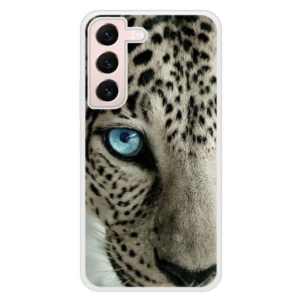 Förstärkt silikonfodral med läpptryck kompatibel med Samsung Galaxy S22 Leopardöga