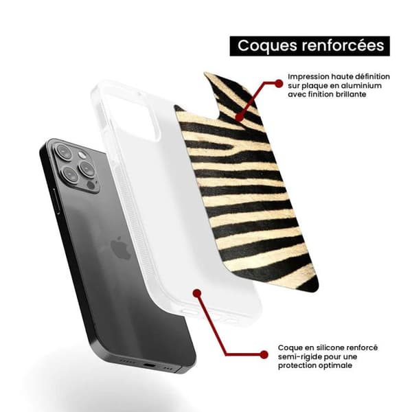 Coque i svetsad silikon som är kompatibel med Apple iPhone 16 Pro Max Zebra