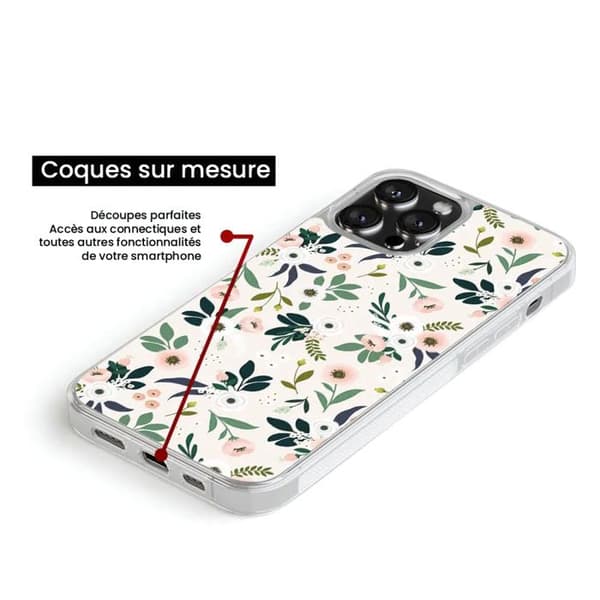 Siliconeförstärkt tryckt skal kompatibelt med Apple iPhone 15 Plus Blommor