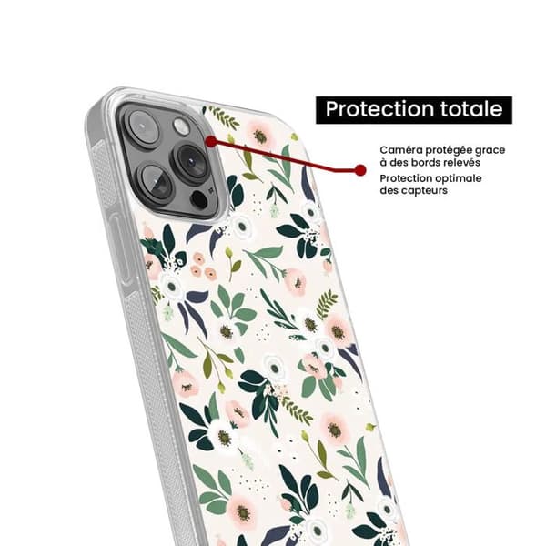 Siliconeförstärkt tryckt skal kompatibelt med Apple iPhone 15 Plus Blommor