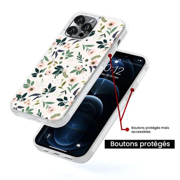 Siliconeförstärkt tryckt skal kompatibelt med Apple iPhone 15 Plus Blommor