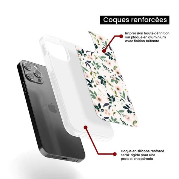 Siliconeförstärkt tryckt skal kompatibelt med Apple iPhone 15 Plus Blommor