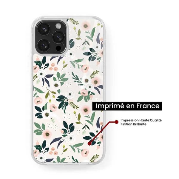 Siliconeförstärkt tryckt skal kompatibelt med Apple iPhone 15 Plus Blommor